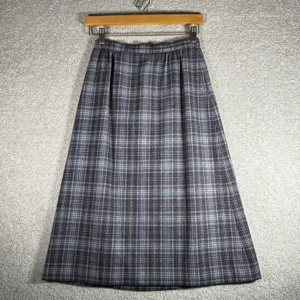 True vintage women's Pendleton grey plaid 100% wool schoolgirl coquette skirt